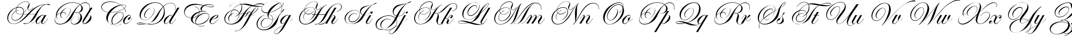 Пример написания английского алфавита шрифтом Edwardian Scr ITC TT