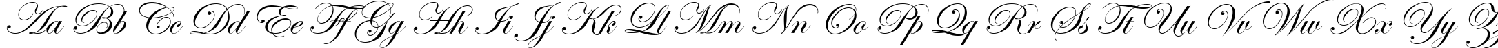 Пример написания английского алфавита шрифтом Edwardian Script ITC