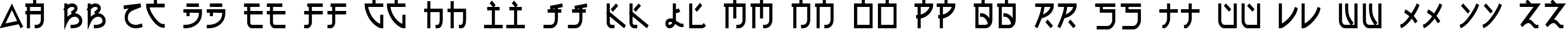 Пример написания английского алфавита шрифтом Electroharmonix