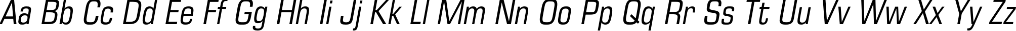 Пример написания английского алфавита шрифтом EuropeCond Italic
