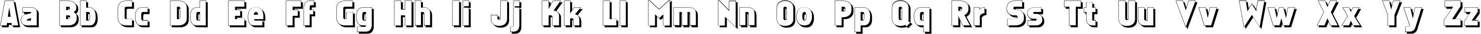 Пример написания английского алфавита шрифтом Faktos Shadow