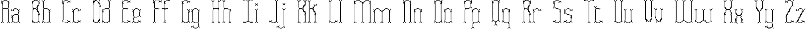 Пример написания английского алфавита шрифтом Fascii Twigs BRK