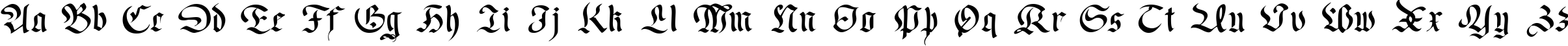 Пример написания английского алфавита шрифтом Faustus