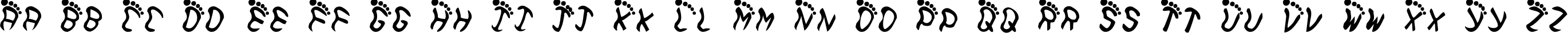Пример написания английского алфавита шрифтом Feetish
