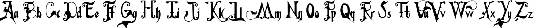 Пример написания английского алфавита шрифтом Fiddums Family