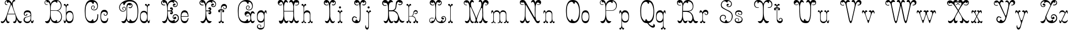 Пример написания английского алфавита шрифтом Figurny