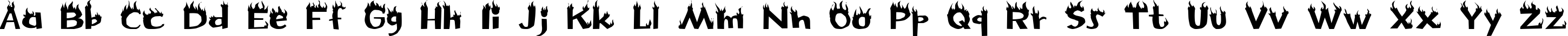 Пример написания английского алфавита шрифтом Flame