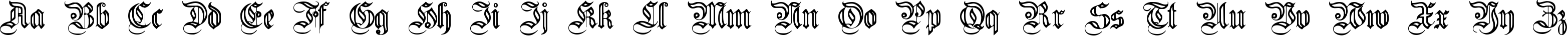 Пример написания английского алфавита шрифтом FlutedGermanica