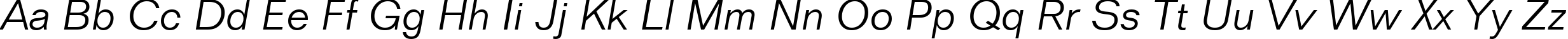 Пример написания английского алфавита шрифтом Folio Light Italic BT