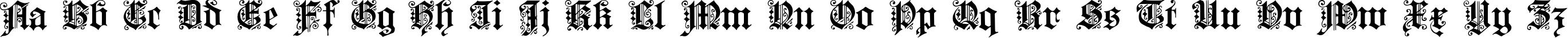 Пример написания английского алфавита шрифтом Fortuna Gothic FlorishC