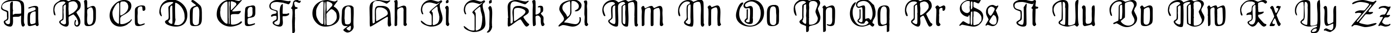 Пример написания английского алфавита шрифтом Fraenkisch