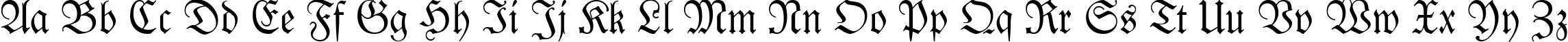 Пример написания английского алфавита шрифтом Fraktur BT
