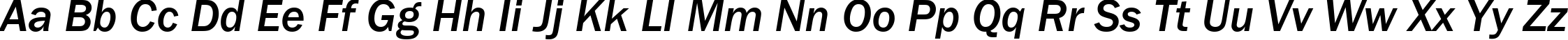 Пример написания английского алфавита шрифтом Franklin Gothic Medium Italic