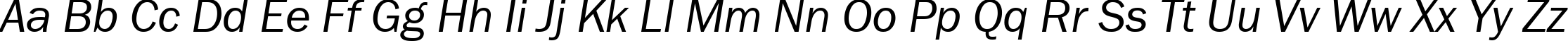 Пример написания английского алфавита шрифтом FranklinGothBookCTT Italic