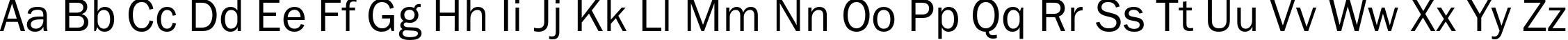 Пример написания английского алфавита шрифтом FranklinGothicBookC