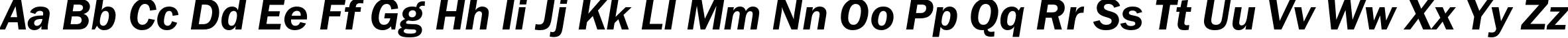 Пример написания английского алфавита шрифтом FranklinGothicDemiC Italic