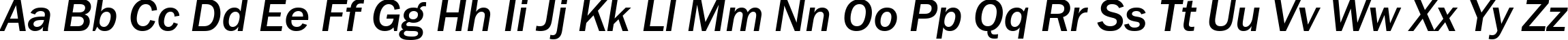 Пример написания английского алфавита шрифтом FranklinGothMediumCTT Italic