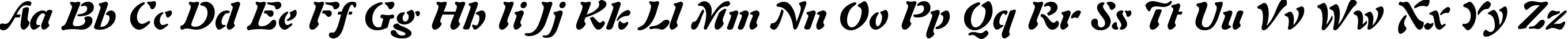 Пример написания английского алфавита шрифтом Freeform 721 Black Italic BT