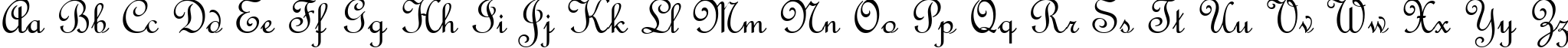 Пример написания английского алфавита шрифтом French Script MT