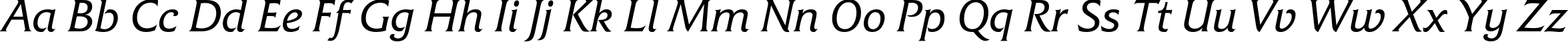 Пример написания английского алфавита шрифтом FrizQuadrataC Italic