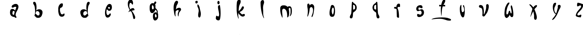 Пример написания английского алфавита шрифтом Fruitopia