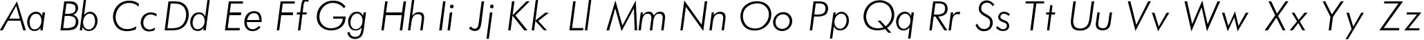 Пример написания английского алфавита шрифтом Futura_Light-Normal-Italic