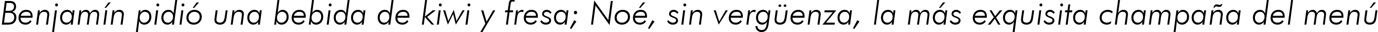 Пример написания шрифтом Futura Light Italic BT текста на испанском