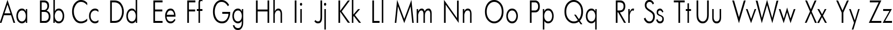 Пример написания английского алфавита шрифтом Futura Narrow