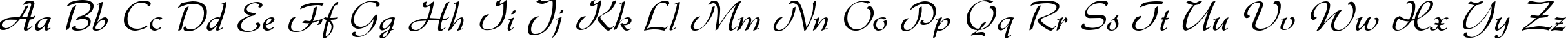 Пример написания английского алфавита шрифтом Gabrielle