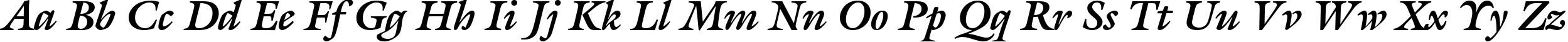 Пример написания английского алфавита шрифтом Galliard Bold Italic BT