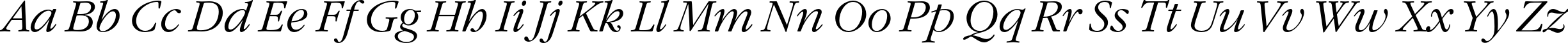 Пример написания английского алфавита шрифтом GaramondC Italic