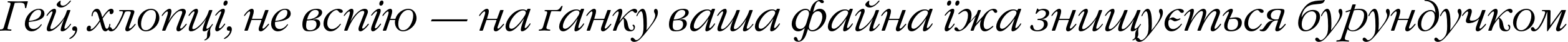 Пример написания шрифтом GaramondC Italic текста на украинском