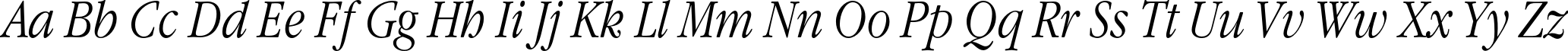 Пример написания английского алфавита шрифтом GaramondNarrowC Italic