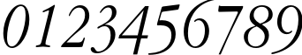 Пример написания цифр шрифтом GaramondNarrowC Italic