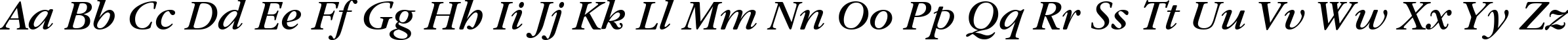 Пример написания английского алфавита шрифтом Garamond ITC Book Italic BT