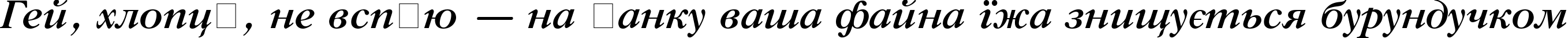 Пример написания шрифтом GazetaTitul Bold Italic текста на украинском