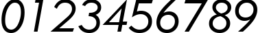 Пример написания цифр шрифтом Geometric 415 Lite Italic BT