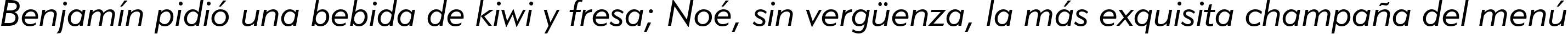 Пример написания шрифтом Geometric 415 Lite Italic BT текста на испанском