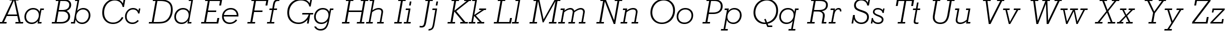 Пример написания английского алфавита шрифтом Geometric Slabserif 703 Light Italic BT