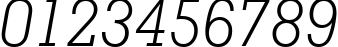 Пример написания цифр шрифтом Geometric Slabserif 703 Light Italic BT