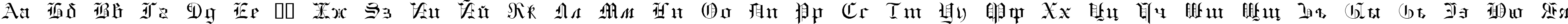 Пример написания русского алфавита шрифтом GothicE