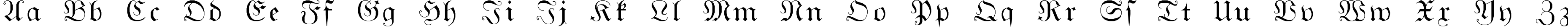 Пример написания английского алфавита шрифтом GothicG