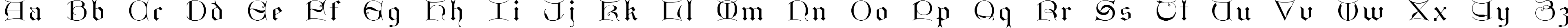 Пример написания английского алфавита шрифтом GothicI