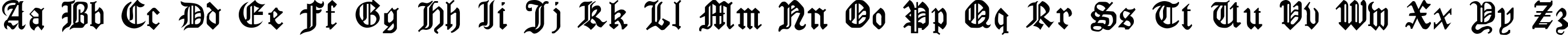 Пример написания английского алфавита шрифтом GothicRus Medium