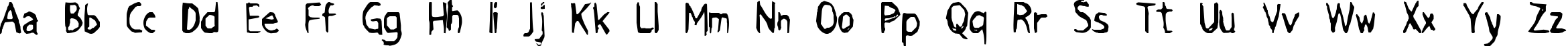 Пример написания английского алфавита шрифтом Grimace