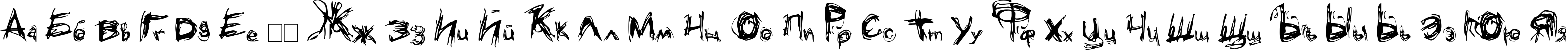 Пример написания русского алфавита шрифтом Grunge