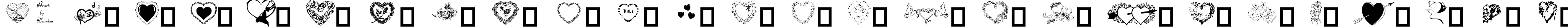 Пример написания английского алфавита шрифтом Hearts by Darrian