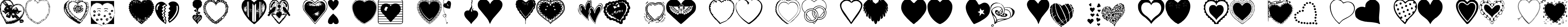 Пример написания английского алфавита шрифтом Hearts Galore