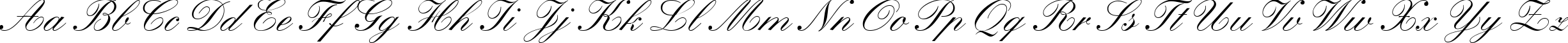 Пример написания английского алфавита шрифтом Heather Script One