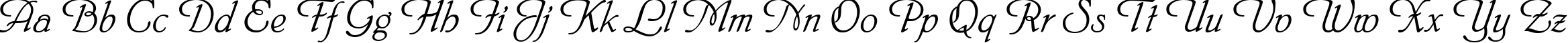 Пример написания английского алфавита шрифтом HeinrichScript